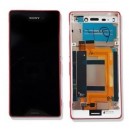 DISPLAY SONY PER XPERIA M4 AQUA E2303 CON TOUCH SCREEN E FRAME COLORE ROSSO CORALLO