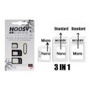 ADATTATORE NOOSY NANO SIM CARD KIT 3 PEZZI NERO